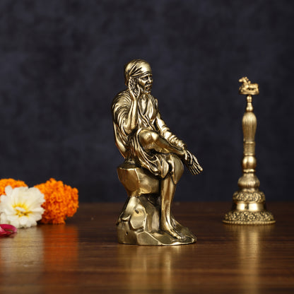 Brass Superfine Sai Baba Idol - Intricately Carved Statue 5 inch