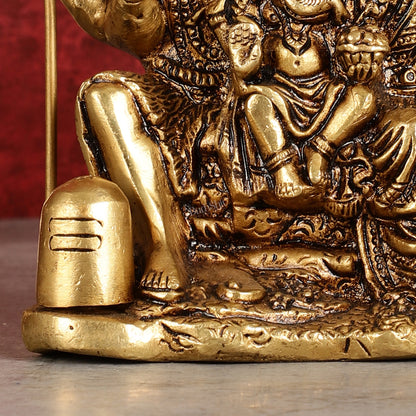 Pure brass superfine Lord Shiva, Parvati and Ganesha idol 5.5"
