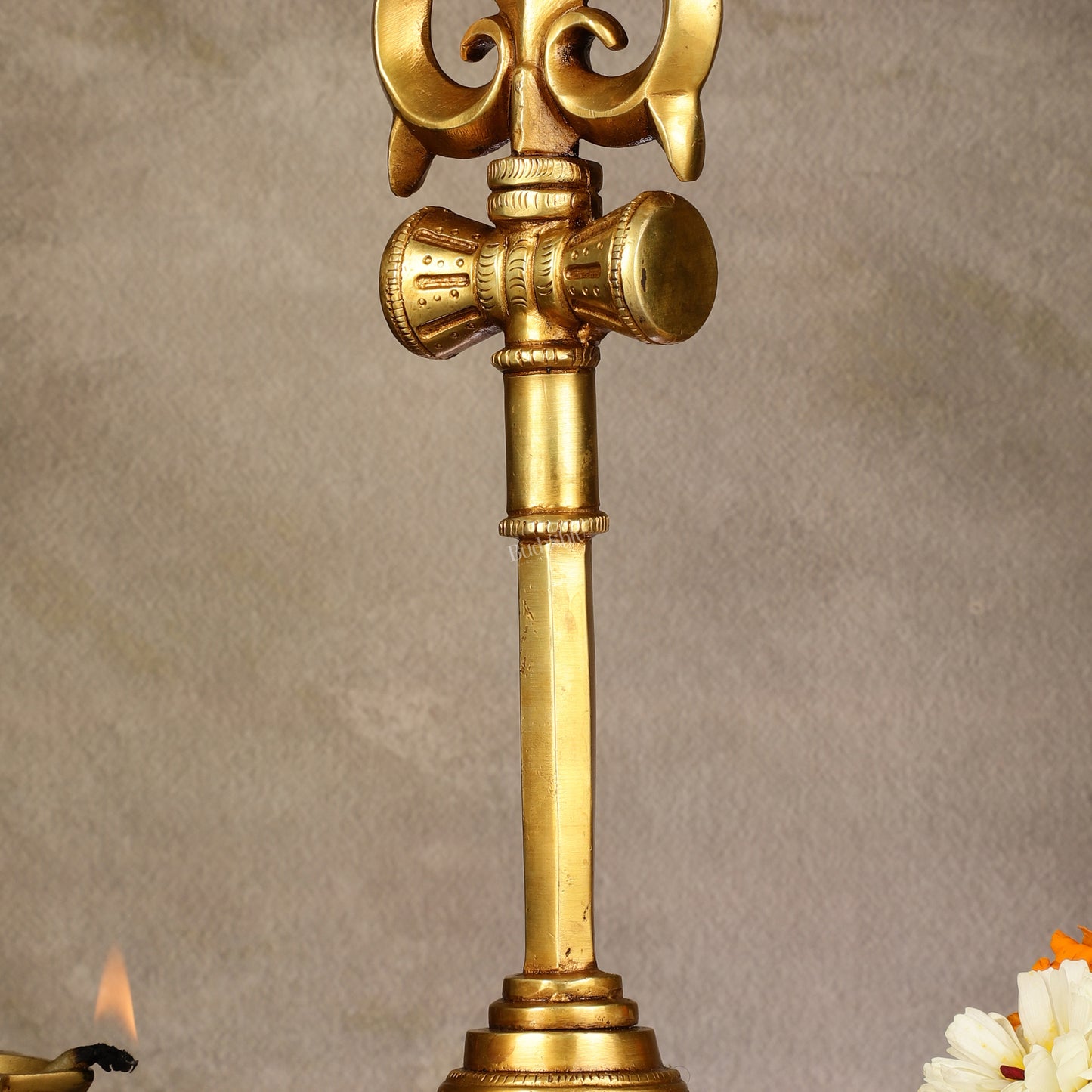 Brass Lord Shiva Trishul Standing Accent - 13.5"