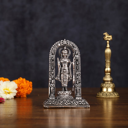 Pure Brass Intricate Silver Plated Ram Lalla Idol - 4" Tall