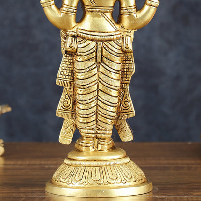 Exquisite Pure Brass Tirupati Balaji Statue - 10.5" Tall | Handcrafted Perfection