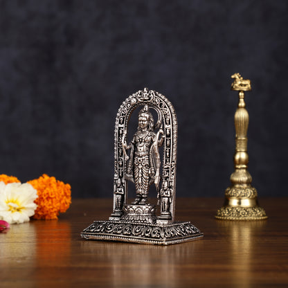 Pure Brass Intricate Silver Plated Ram Lalla Idol - 4" Tall