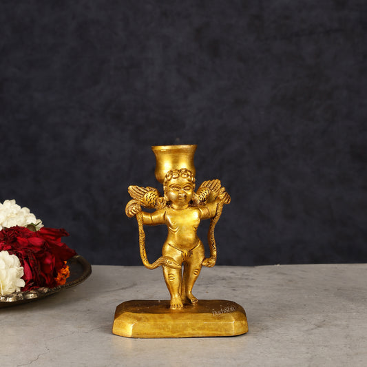 Pure Brass Baby Angel Candle Stand 4.5"