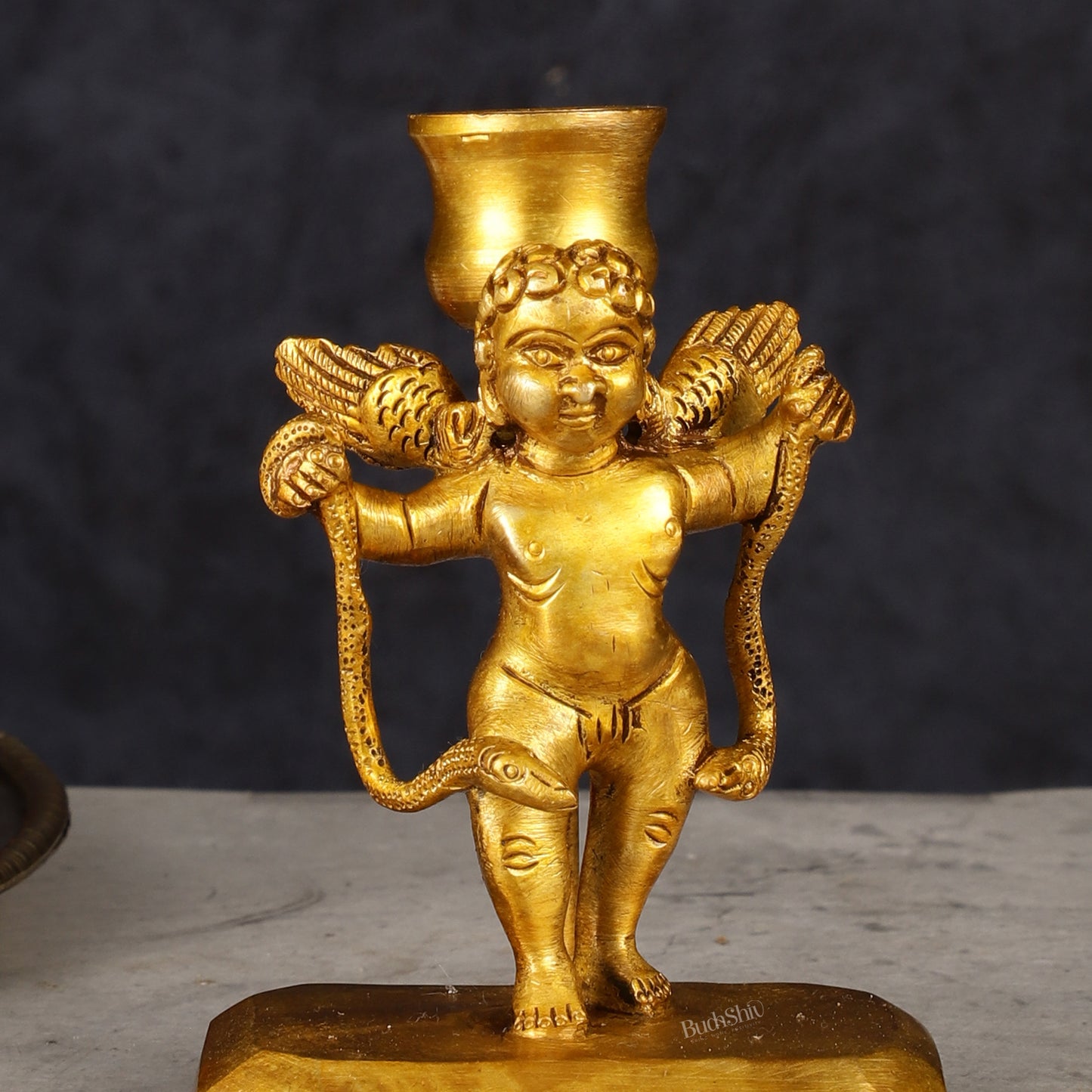 Pure Brass Baby Angel Candle Stand 4.5"