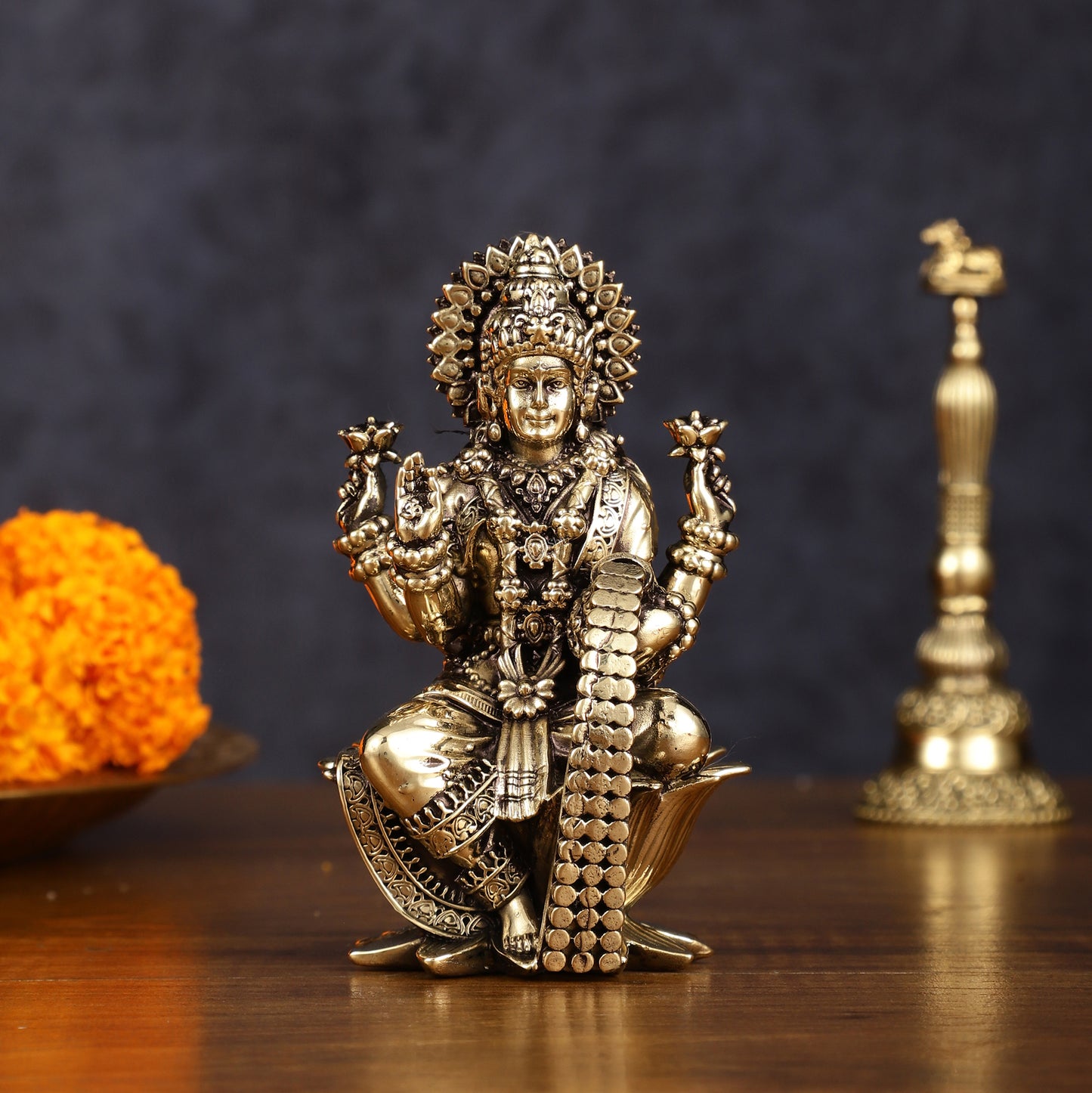 Brass Superfine Lakshmi Idol - 4 Inch