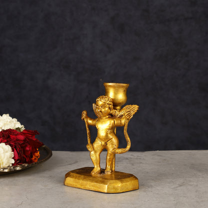 Pure Brass Baby Angel Candle Stand 4.5"