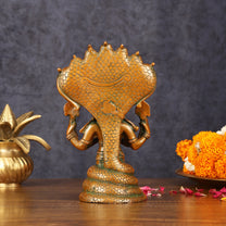Vintage Brass Patanjali Statue - 8 Inch Sculpture – Budhshiv.com