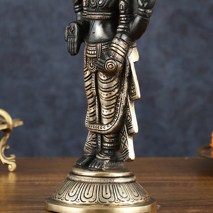 Exquisite Pure Brass Black Tirupati Balaji Statue - 10.5" Tall | Handcrafted Perfection