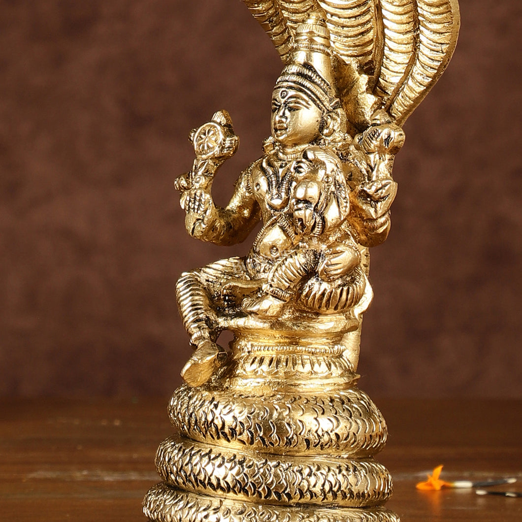 Pure Brass Seated Vishnu Lakshmi with Sheshanaaga Idol | Height: 5.5 inch