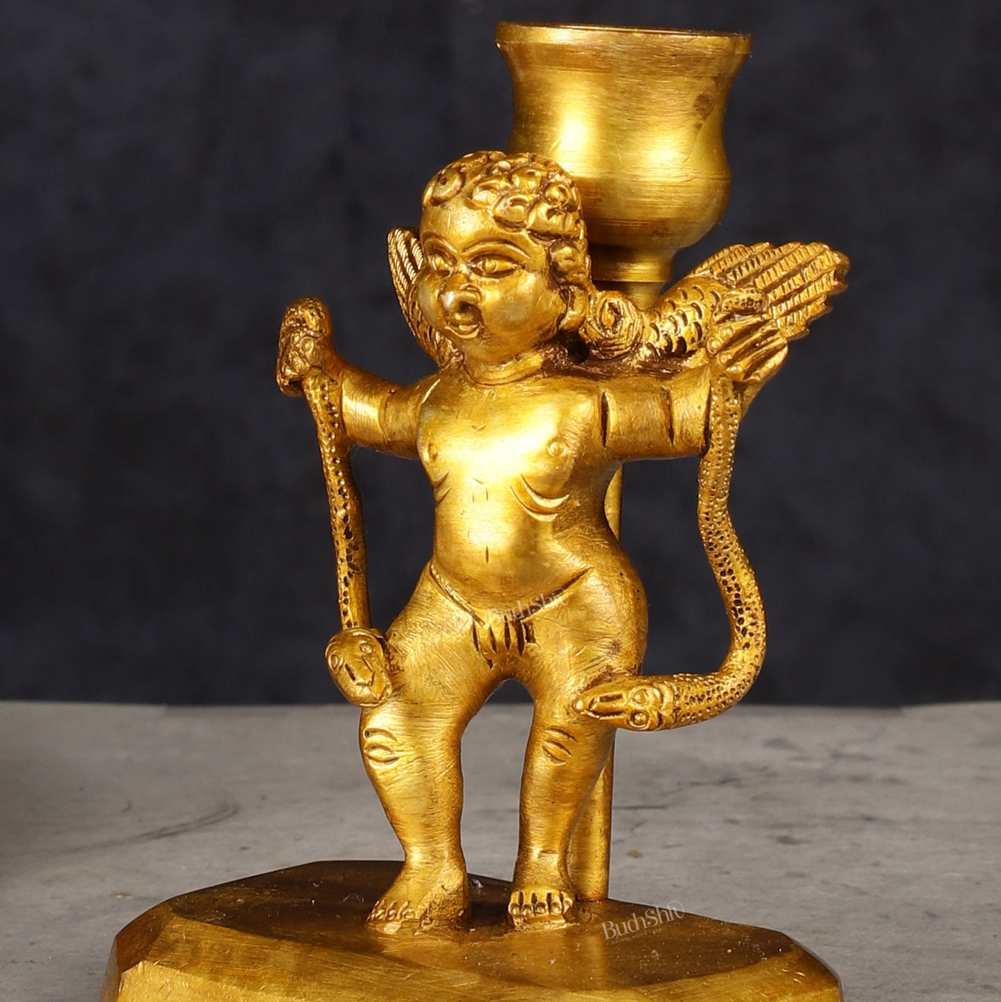 Pure Brass Baby Angel Candle Stand 4.5"