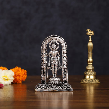 Pure Brass Intricate Silver Plated Ram Lalla Idol - 4" Tall