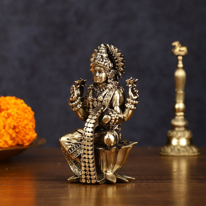 Brass Superfine Lakshmi Idol - 4 Inch