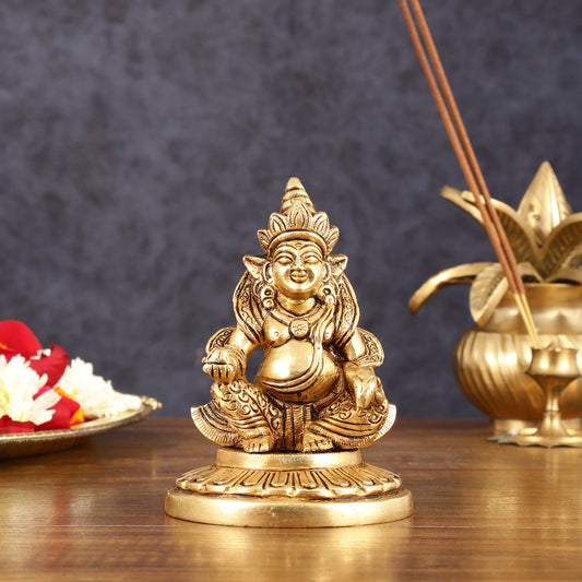 Brass Superfine Lord Kubera Idol - 4.5" Height