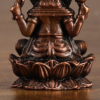 Small Pure Copper Ganapati on Lotus Idol | 2.5"