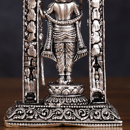 Pure Brass Intricate Silver Plated Ram Lalla Idol - 4" Tall