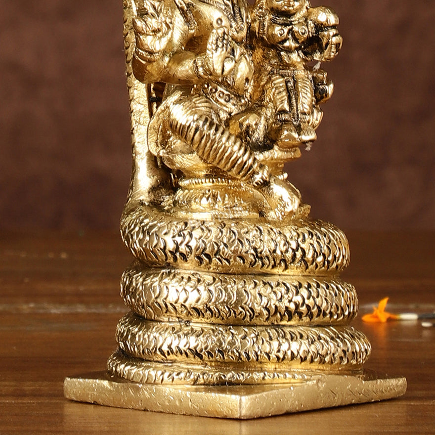 Pure Brass Seated Vishnu Lakshmi with Sheshanaaga Idol | Height: 5.5 inch