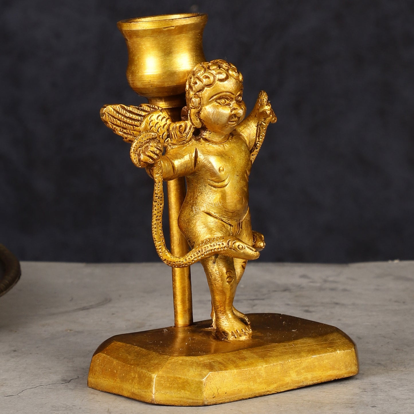 Pure Brass Baby Angel Candle Stand 4.5"