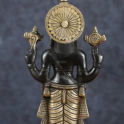 Exquisite Pure Brass Black Tirupati Balaji Statue - 10.5" Tall | Handcrafted Perfection