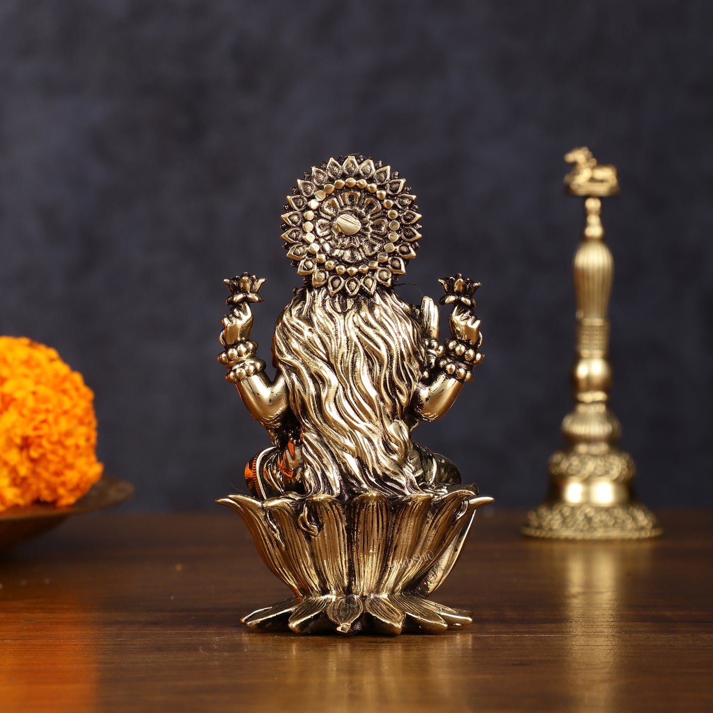 Brass Superfine Lakshmi Idol - 4 Inch