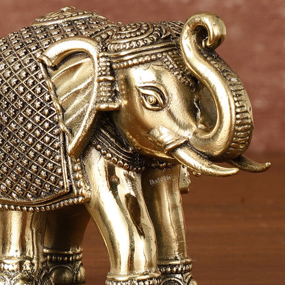 Pure Brass Superfine Intricate Elephant Showpiece - 3" Tall