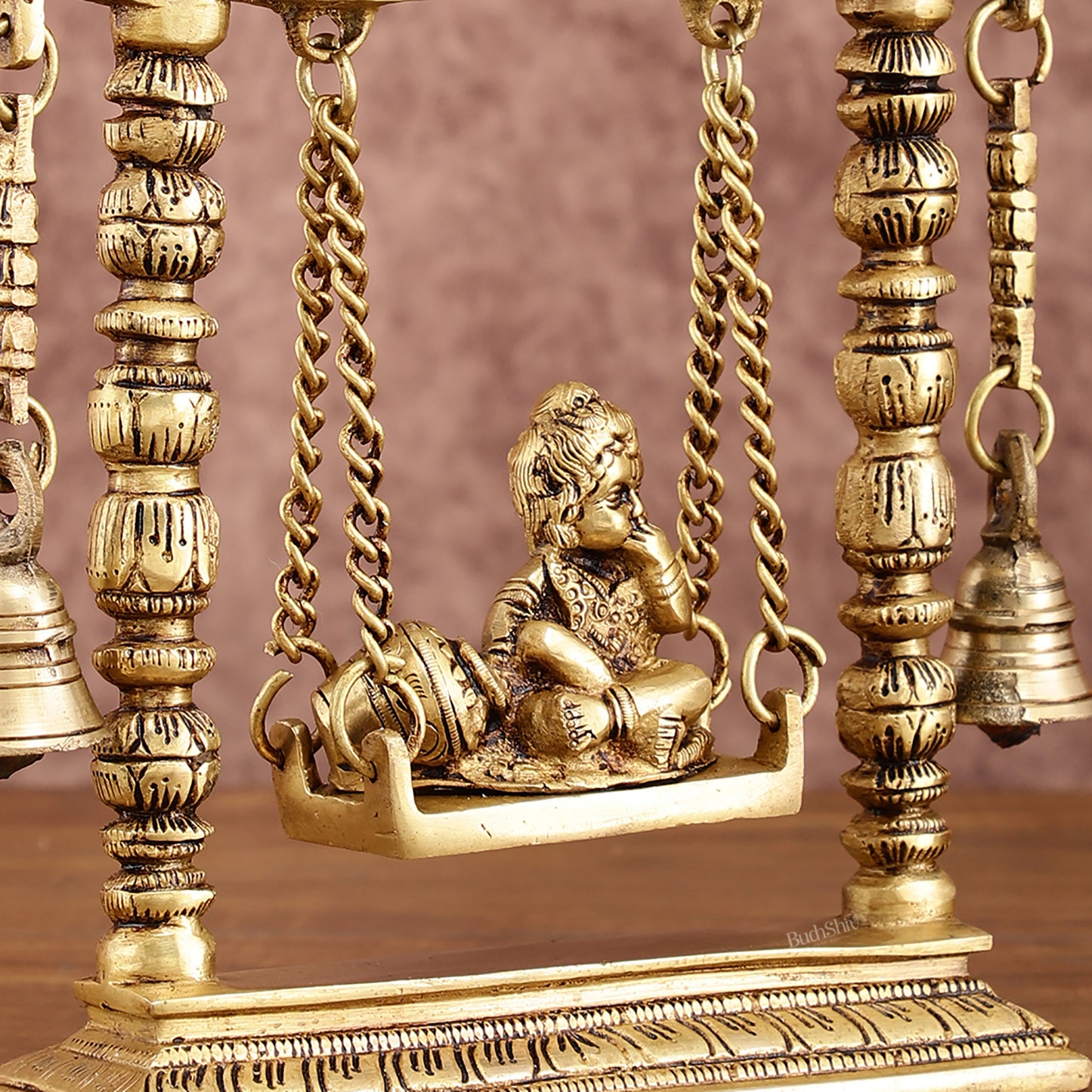 Pure Brass Makhan Chor Swing Hanging Bells | 10 Inch |