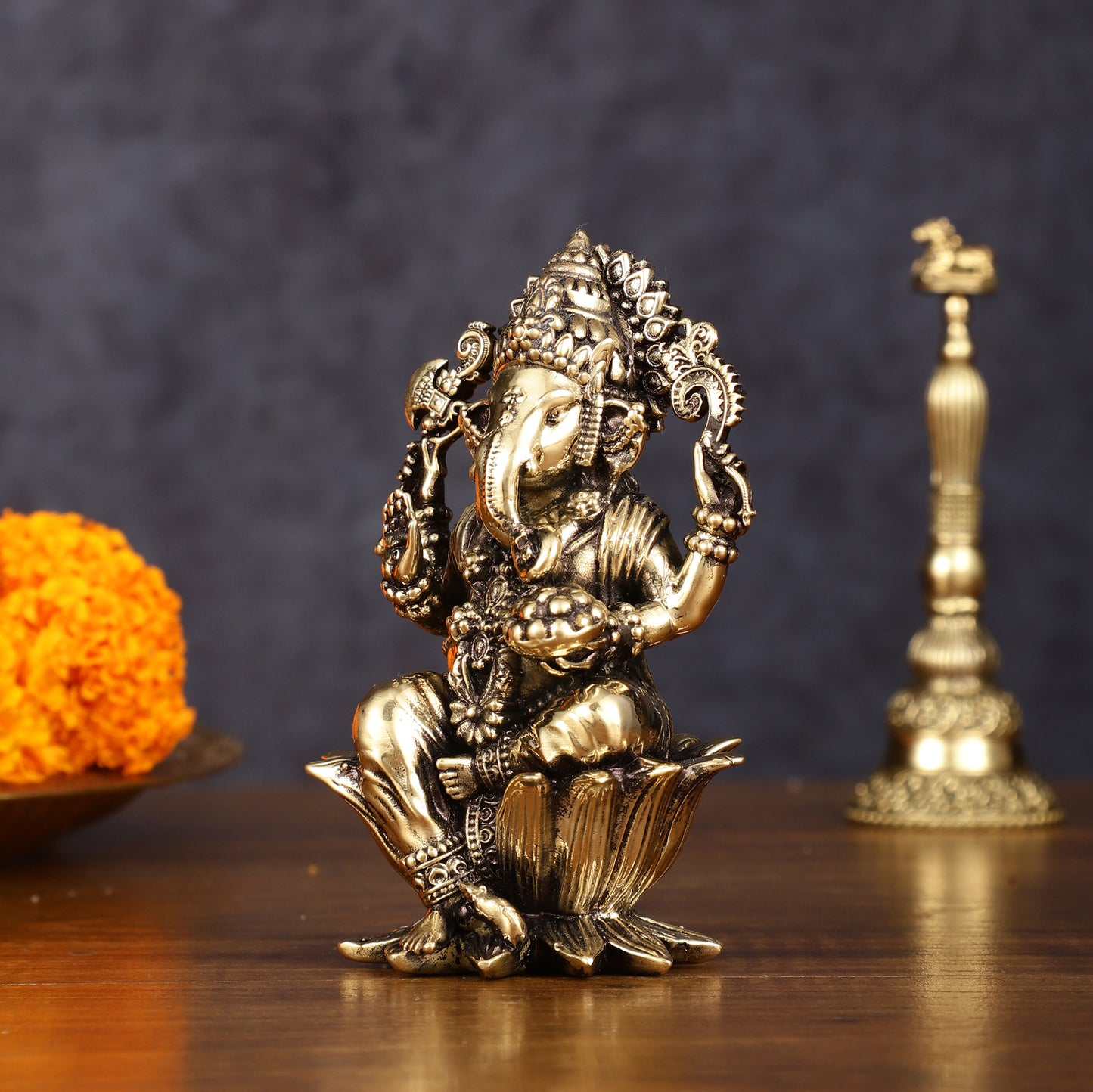 Brass Superfine Ganesh Idol - 4 Inch