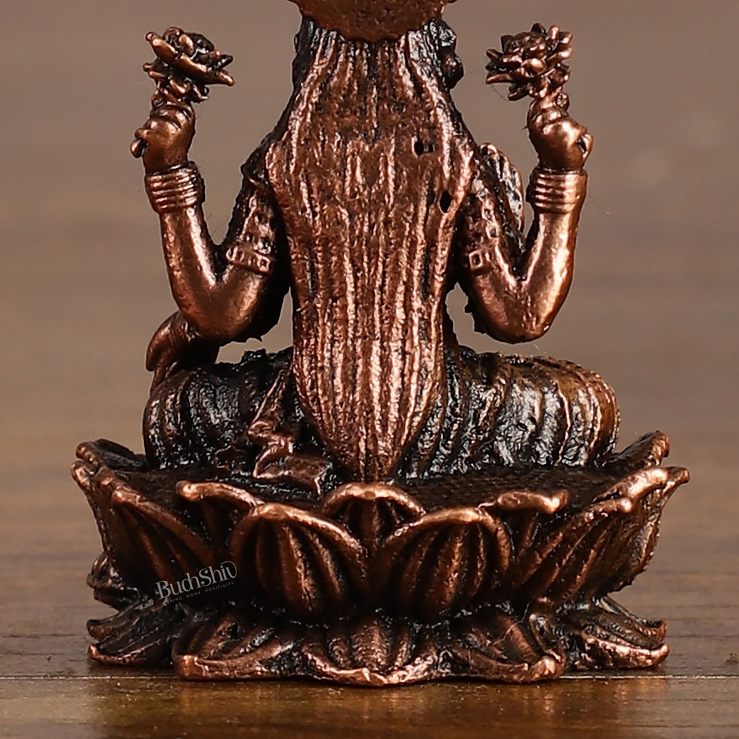 Small Pure Copper laxmi on Lotus Idol | 2.5"