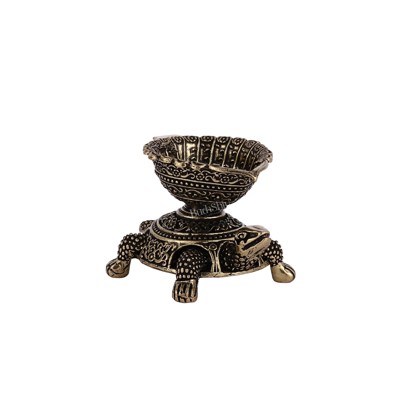 Single Miniature Brass Vastu Tortoise/Turtle Oil Lamp Diya 2"