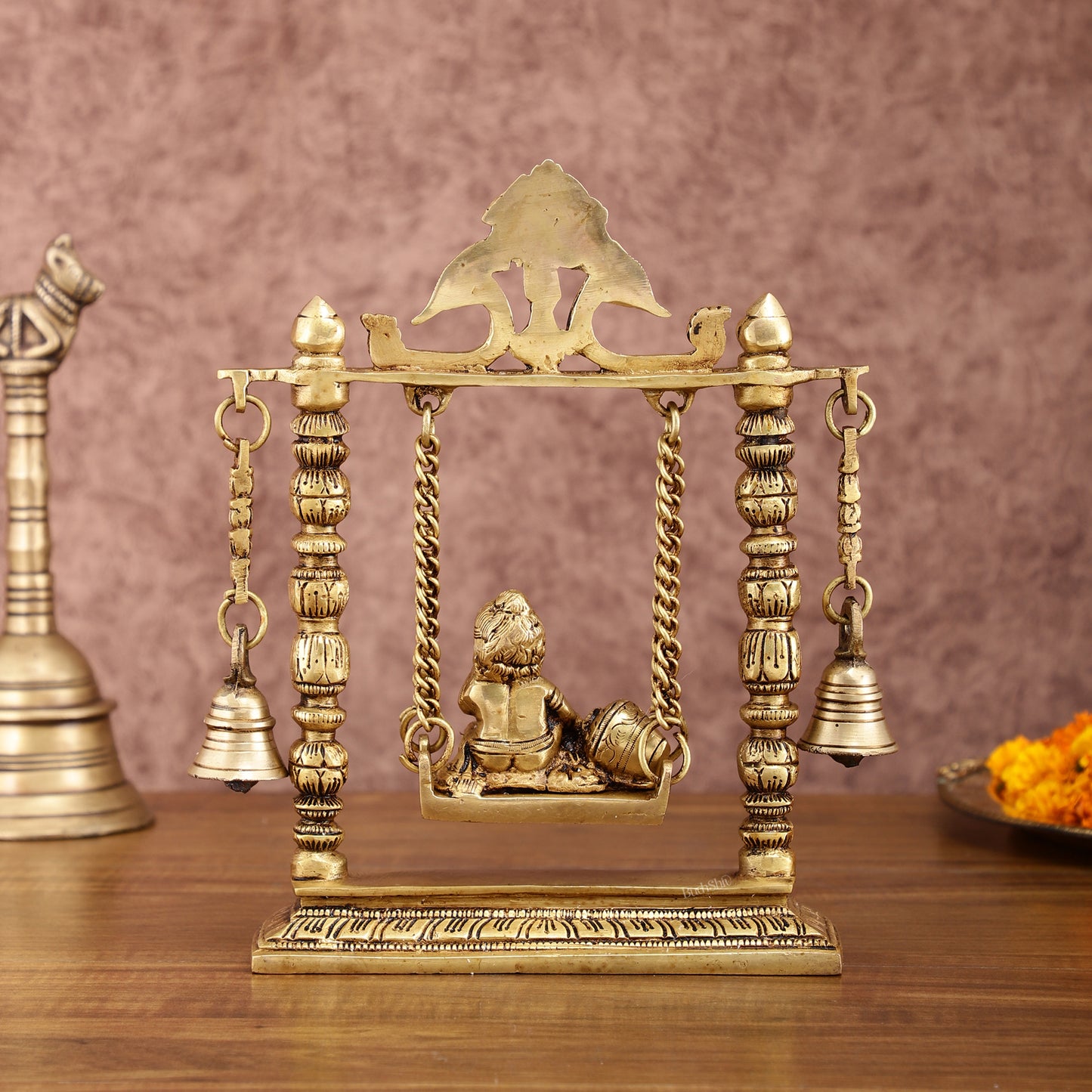 Pure Brass Makhan Chor Swing Hanging Bells | 10 Inch |