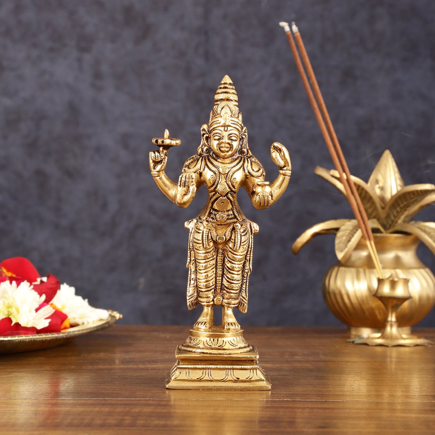 Pure Brass Superfine Dhanvantari Idol - 6.5" Height