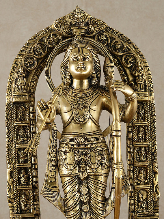 Brass Superfine Ram Lalla Statue with Arch and Enhanced Carvings 24 inch