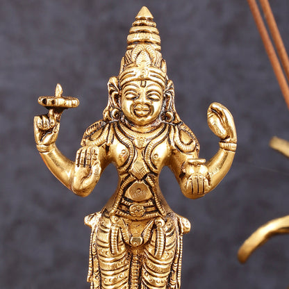 Pure Brass Superfine Dhanvantari Idol - 6.5" Height