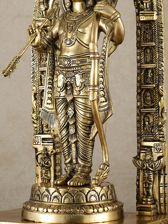 Brass Superfine Ram Lalla Statue with Arch and Enhanced Carvings 24 inch