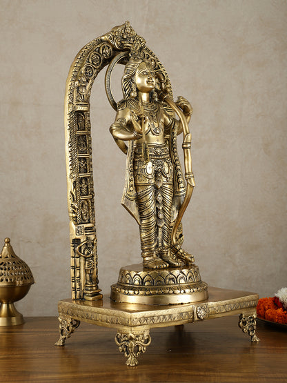 Brass Superfine Ram Lalla Statue with Arch and Enhanced Carvings 24 inch