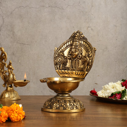 Brass tirupati balaji lamp shankh chakra 9 inch