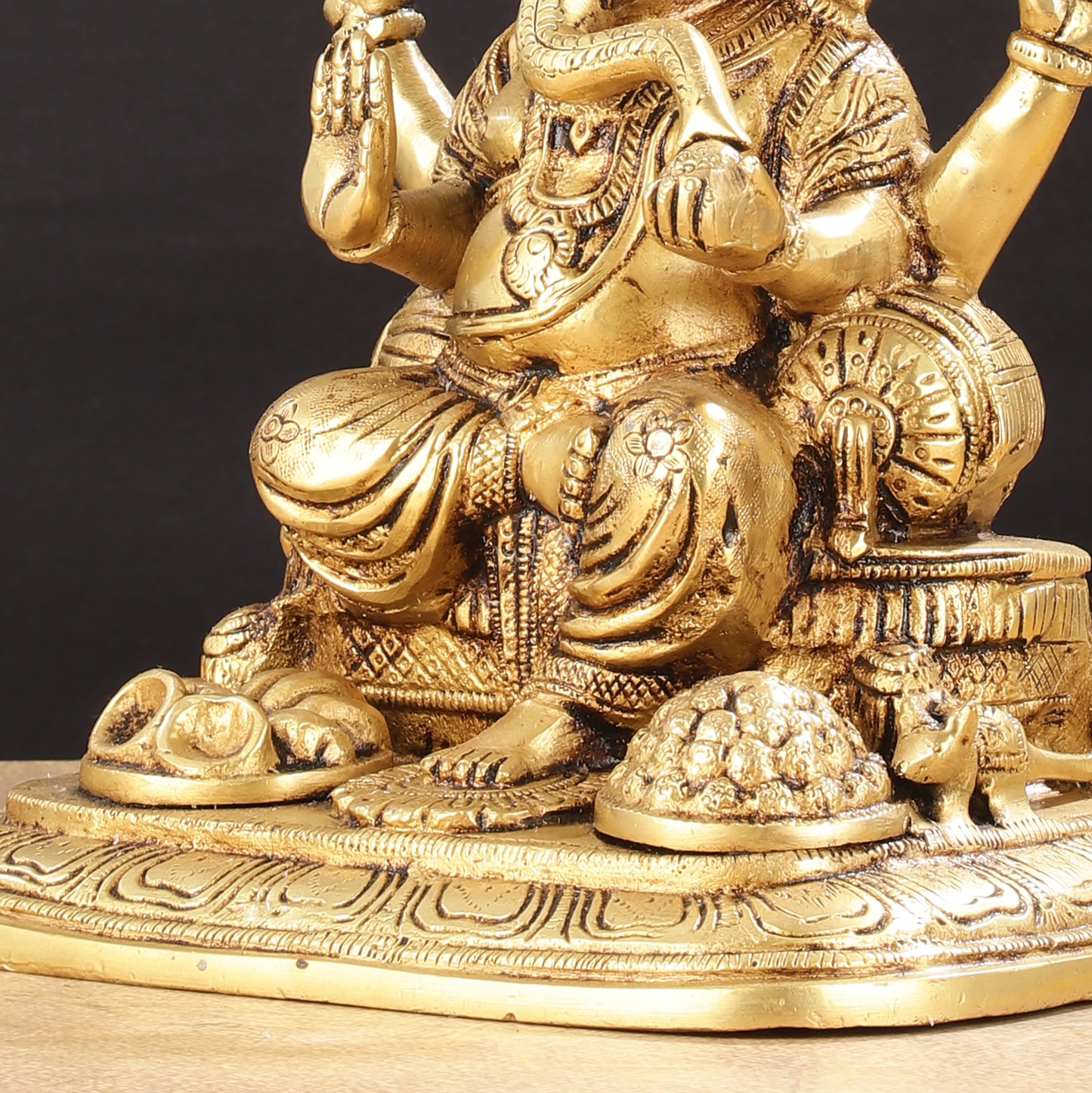 Exquisite Pure Brass Superfine Lord Ganesha Idol - 9"