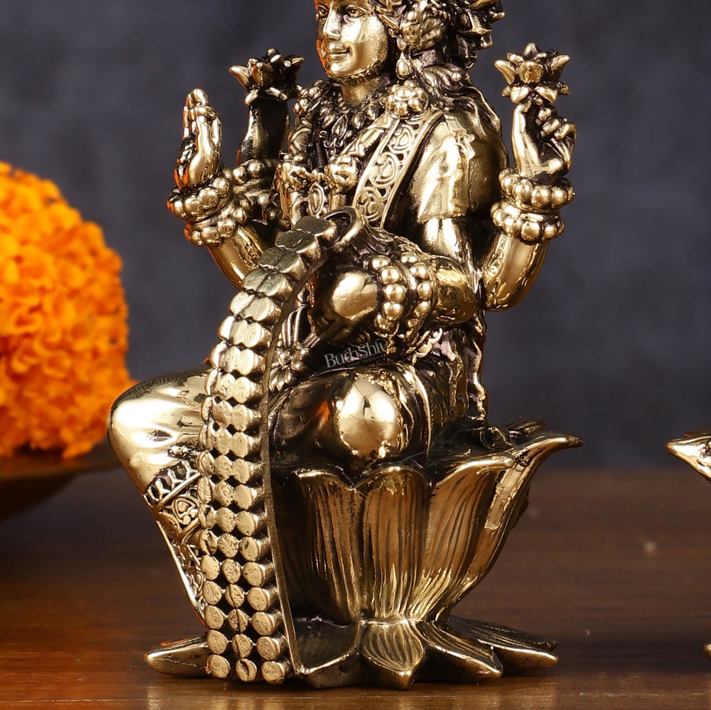 Brass Superfine Ganesh Lakshmi Idols - 4 Inch