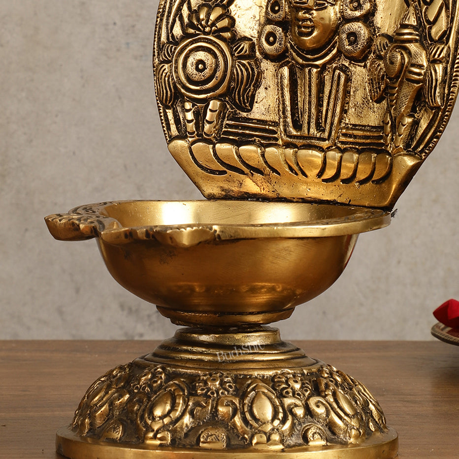 Brass tirupati balaji lamp shankh chakra 9 inch