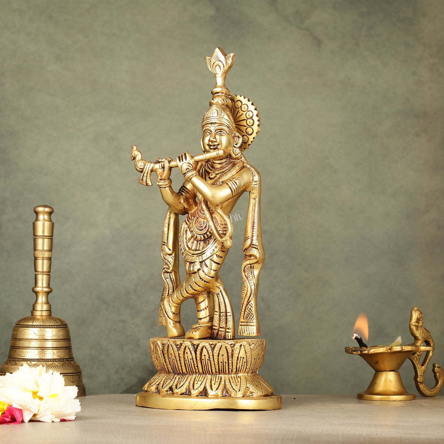 Brass Superfine Lord Krishna Idol - 12 Inch Statue