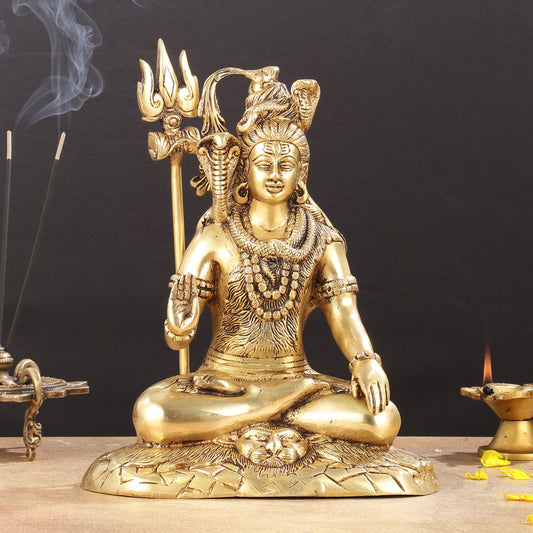 Brass Lord Shiva Statue aashirwad Mudra | Height 10"