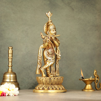 Brass Superfine Lord Krishna Idol - 12 Inch Statue