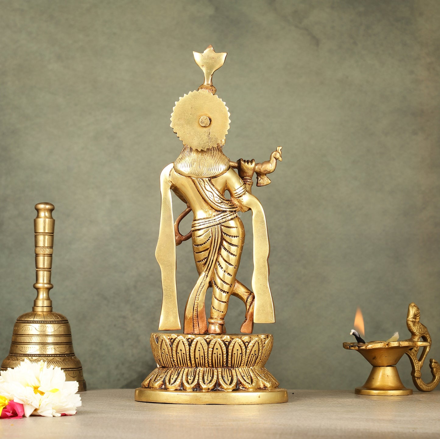 Brass Superfine Lord Krishna Idol - 12 Inch Statue