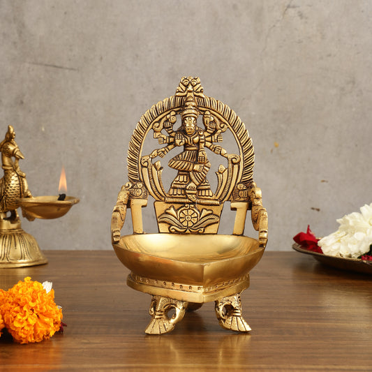 Superfine Brass Varahi Vilakku Oil Lamp Diya 7 inch