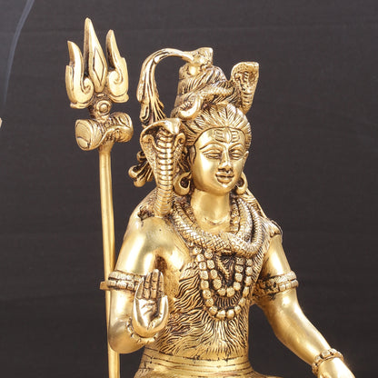 Brass Lord Shiva Statue aashirwad Mudra | Height 10"