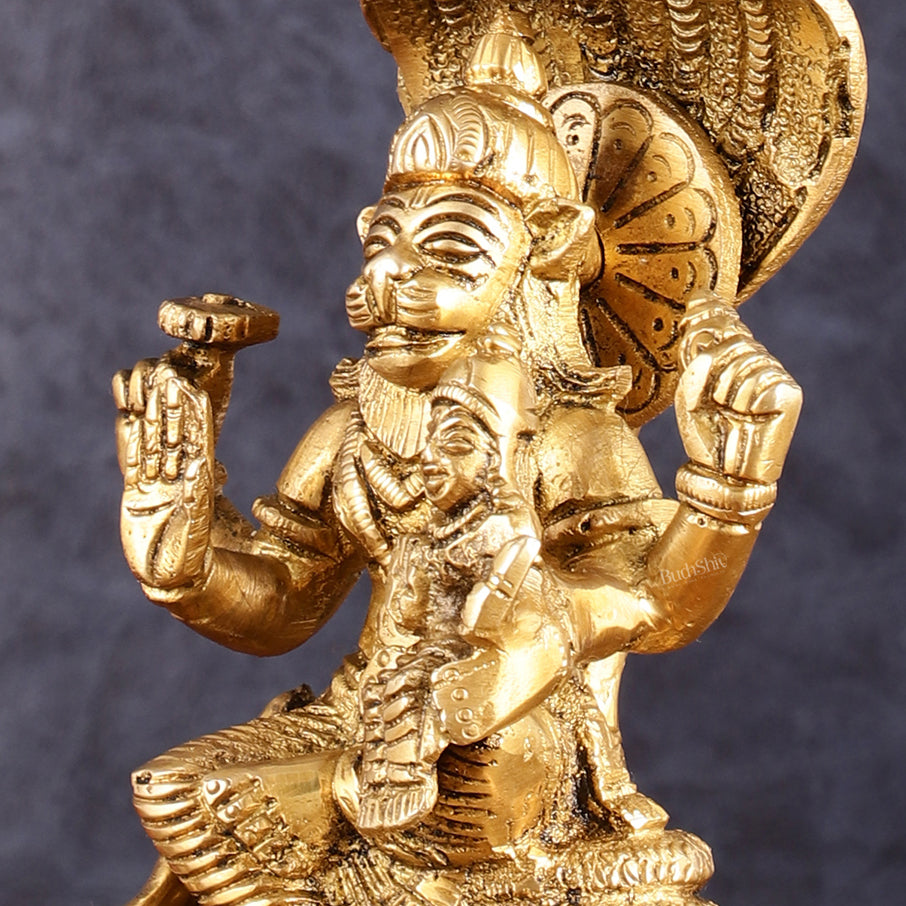 Brass Narsimha Lakshmi Idol 5.5 Inch