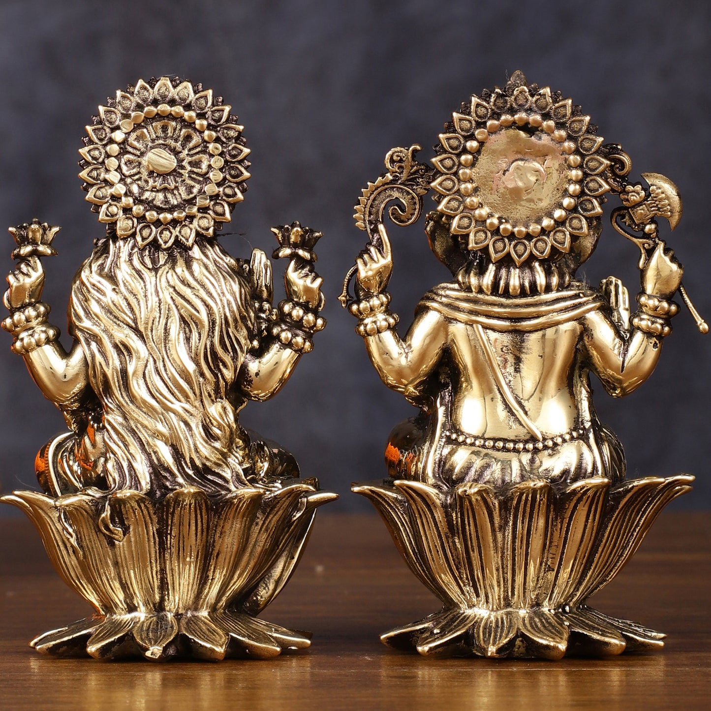 Brass Superfine Ganesh Lakshmi Idols - 4 Inch