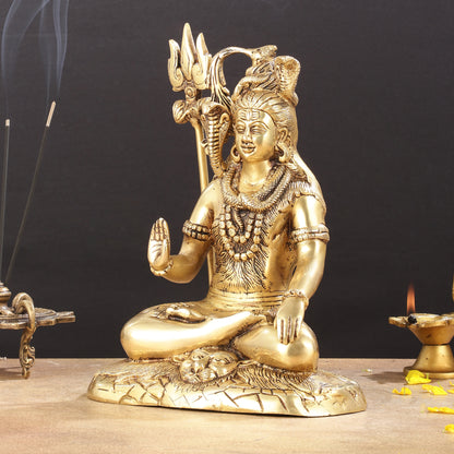 Brass Lord Shiva Statue aashirwad Mudra | Height 10"