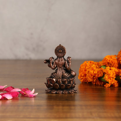 Pure Copper Saraswati on Lotus Idol | 3"