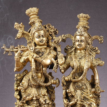 Brass Superfine Radha Krishna together statue 14 inch