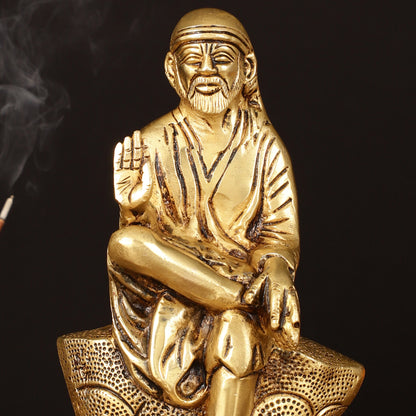 Brass Superfine Sai Baba Idol - 8.5" Divine Sculpture